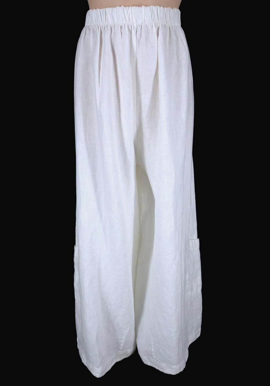 Bryn Walker Wide Leg Pants US 1X EU 50 Womens White Linen Pull On Coastal $110